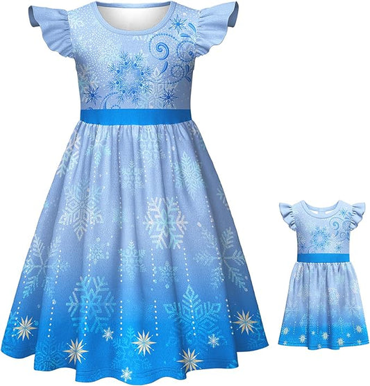 LQSZ Doll and Girl Matching Princess Dress Outfits for Girls and 18" Matching Doll and Girl Clothes