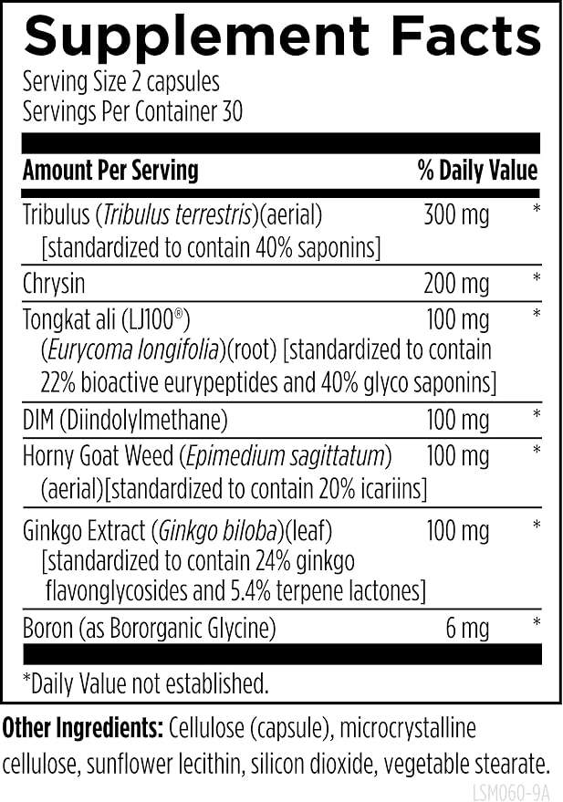 Designs for Health LibidoStim-M - Formula for Men with Tribulus, DIM + Horny Goat Weed - Non-GMO + Gluten Free Herbal Supplement to Help Maintain Normal Testosterone (60 Capsules)