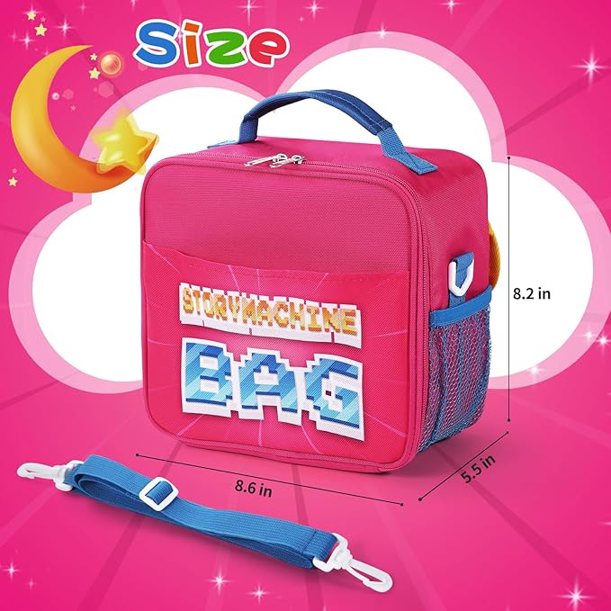 Storage Case for Little Tikes Story Dream Machine Books Starter Set, Toys Storage Holder Travel Case for Many Story Collection, Storytime/Little Golden Book Accessories, Pink, 8.6x8.2x5.5