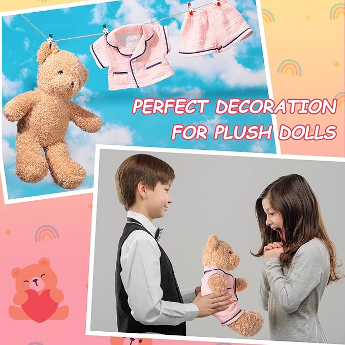 Hungdao Bear Clothes Pajamas Make Your Own Animals Outfits Fits Most 14 Inches Bear Accessories(Pink)