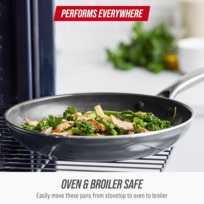Blue Diamond 8" Diamond Infused Ceramic Nonstick Frying Pan Skillet, Gray | PFAS-Free Ceramic Nonstick, Dishwasher & Oven Safe, Stay Cool Handle, Durable Metal Utensil Safe, Egg & Omelet Pan