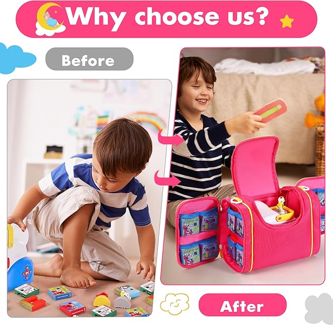 Carrying Case Compatible with Little Tikes Story Dream Machine Books Starter Set and Character, Portable Storage Carrier Bag for Travel and Home Storage (Red)