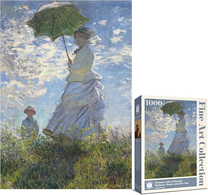 Antelope - 1000 Piece Puzzle for Adults, Woman with a Parasol - Madame Monet and Her Son, by Claude Monet - Officially Licensed, Jigsaw Puzzles 1000 Pieces, High Resolution, Matte Finish, No Dust