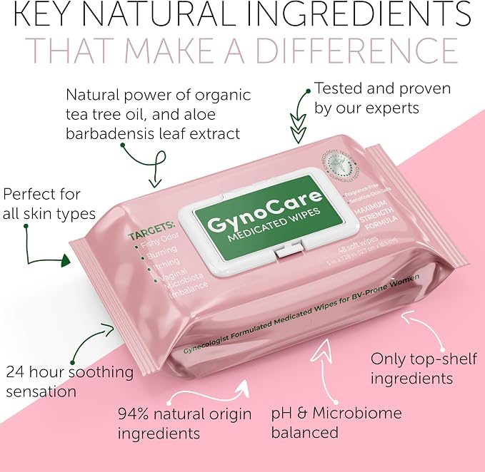 Bacterial Vaginosis Feminine Wipes for Odor, Itching, Burning & Discharge | Vaginal Wipes Helps with Vaginal Microbiota Imbalance | Intimate Health & Hygiene | 48 each Pack of 4 (192)