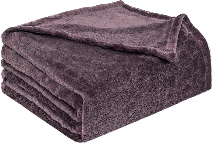 Fleece Blanket Super Soft Cozy Throw Blanket 50" x 60", Lightweight Fuzzy Comfy Textured Flannel Blanket Warm Plush Throw Blankets for Couch, Sofa, Bed, Purple