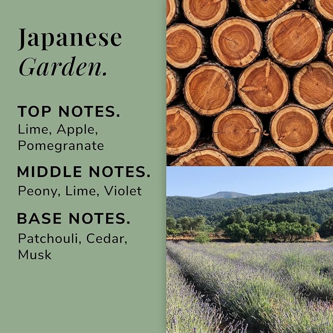 Japanese Garden Aromatherapy Candle – Apple, Pomegranate & Musk Scented Candle, Plant-Based Wax, 15.8 oz, 60 Hour Burn Time, Fresh & Fruity Candle