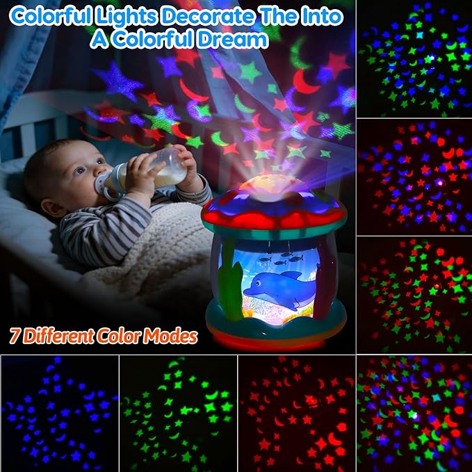Baby Toys 6 to 12 Months Ocean Projector Rotating Musical Light Up Tummy Time Toys for Infant 0-6 3-6 Months Baby Aquarium Crawling Toys 4 5 6 7 8 9 12-18 Months Birthday Gifts for 1 Year Old Boy Girl
