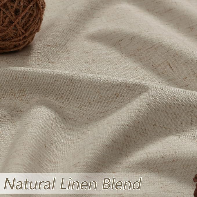 Extra Long 100% Blackout Linen Curtains for Bedroom 108 inches Long 9 FT, Thermal Insulated Room Darkening Black Out Window Drapes for Living Room, Back Tab Rod Pocket 2 Panels Set,Stone Beige,52x108