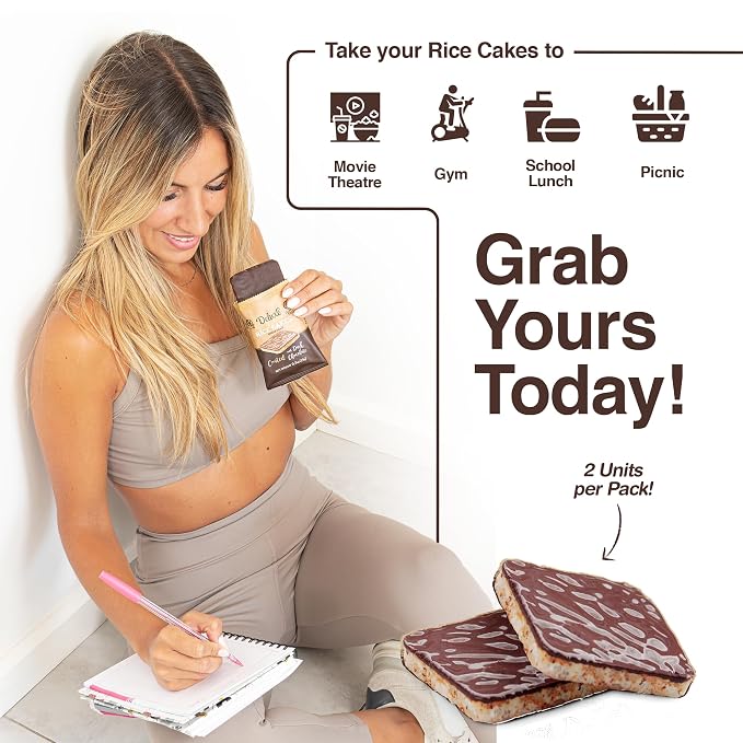 Deluxe & Bla Bla Chocolate Covered Rice Cakes 12 Pack – Whole Grain, Gluten-Free, Kosher, Low-Calorie Snack – Coated with Dark Chocolate – Healthy & Crunchy Treat – Individually Wrapped, (19g Each)