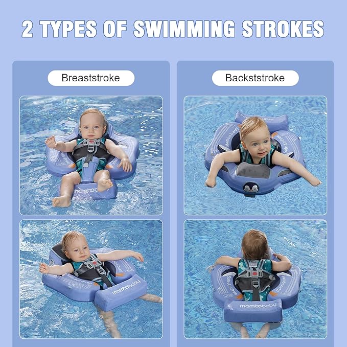 Baby Floats for Pool with Canopy Removable Sun Protection Canopy Mambobaby Float Non Inflatable Upgrade Add Tail Avoid Flip Waterproof Skin-Friendly Infant Swim Float 3-24 Months