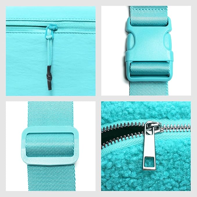 Gitus Fleece Belt Bag Sherpa Fanny Pack Crossbody Bags for Women Fashion Waist Packs with Adjustable Strap for Gym Travel Hiking Running Trending Gifts for Teen Girls Women Men (Lake Blue)