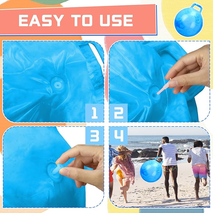 Kids Bouncy Hopper Ball with Handle Jumping Hopping Exercise Balls for Toddlers Boys Girls Indoor Outdoors Sports School Games Exercise Gifts(22 Inch,Marbled Blue)