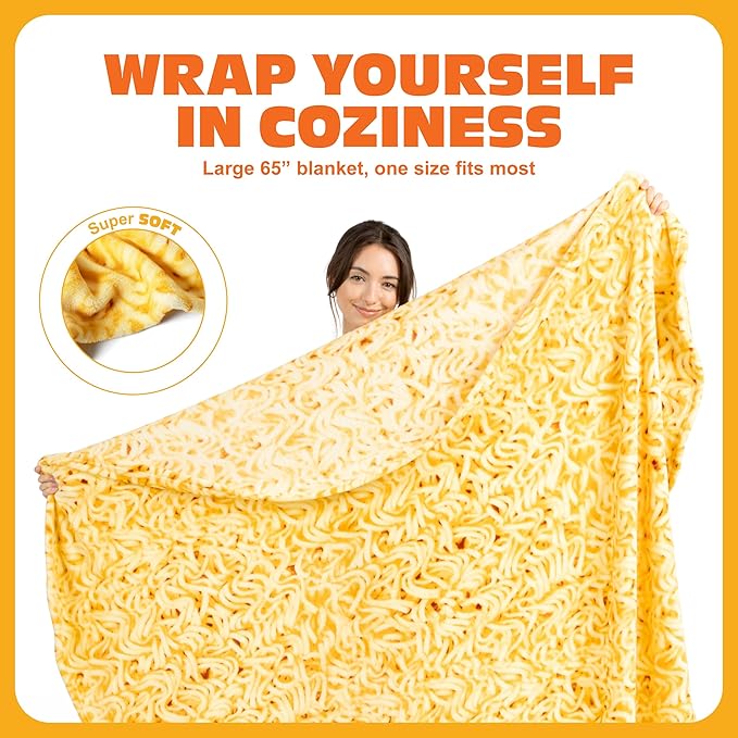 Cozy Concepts Co. Ramen Comfort Blanket by Relatable, Super Soft Plush Throw for Teens and Kids, A Cozy Dorm Room Essential, Fun Back to School Stuff & Perfect Comfort Gift for Students