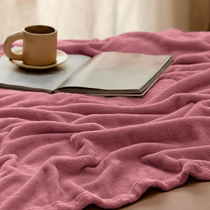 Bedsure GentleSoft Fleece Throw Blanket for Couch Dusty Rose - Lightweight Plush Fuzzy Cozy Soft Blankets and Throws for Sofa, 50x70 inches
