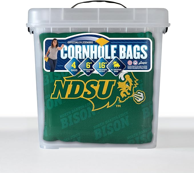 YouTheFan Officially-Licensed NCAA Set of 4 Cornhole Bags - All Weather Regulation 6” x 6” Size - 16oz Weight - Designed in USA