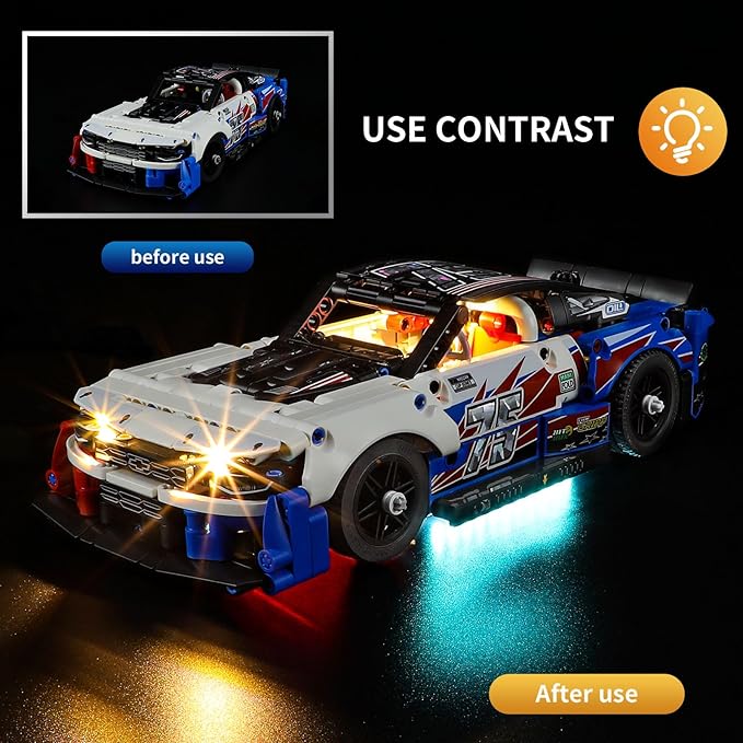 Vaodest LED Light for Lego 42153 Technic NASCAR Next Gen Chevrolet Camaro ZL1 Set,Design and Configuration Compatible with Lego 42153 Model(LED Light Only, Not Building Block Kit)