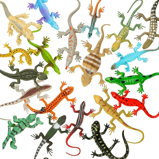 20PCS Reptile Lizard Figures Plastic Lizard Toys Reptile Realistic Lizards Animal Figures for Halloween Party Decoration, Practical Joke Educational Toys