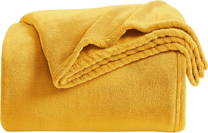 KMUSET Fleece Blanket Honey Yellow Lightweight Super Soft Cozy Fuzzy Bed Blankets Microfiber Factory Shop