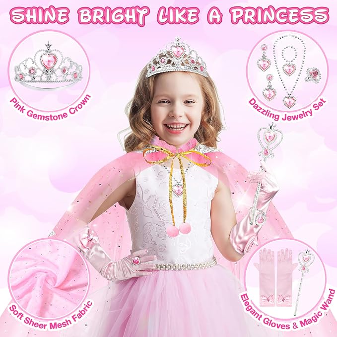 Tea Party Set for Little Girls, 63Pcs Pretend Play Toys, Princess Dress Up Tea Time, Tin Tea Sets for Toddlers 3-5 6 with Dessert, Carrying Case, Kids Kitchen Playset, Birthday Gift for Toddler Girls
