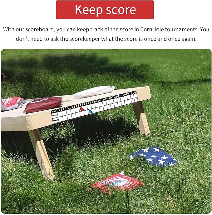 Cornhole Scoreboard 4 Pack, Metal Decal with Magnetic Score Keepers for Corn Hole Boards, Cornhole Rules Sign with Score, Scoreboard for Cornhole Game Keep Track of The Score