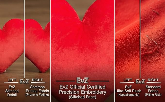 EvZ Official Certified Heart Emoji Pillow - 31cm Large Soft Plush Solid Red Heart-Shaped Emoticon Cushion - Official Emoji Licensed Romantic Gift for Valentine's Day, Anniversary & Wedding (Red)