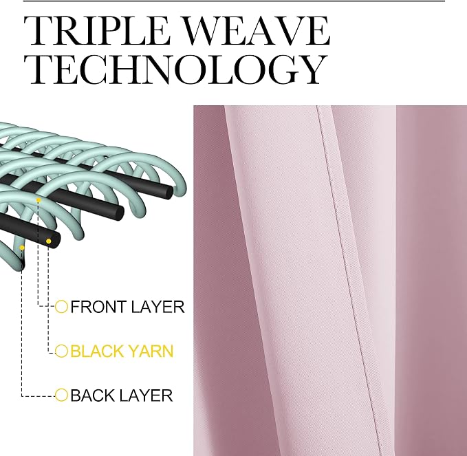 NICETOWN RV Blackout Curtains for Camper Windows, Baby Pink, 34" x 36", Set of 2, Kitchen Short Blackout Curtains & Drapes, Thermal Insulated Rod Pocket Window Treatment Draperies for Nursery