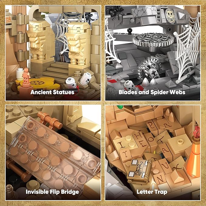 BuicraHub Temple Building Set Ideal for Adult, 5-in-1 Construction Toy Includes Gate, Three Levels and Holy Grail Scene Building Block, Birthday Gift for Kids 8-12 Years Old, 2388Pcs