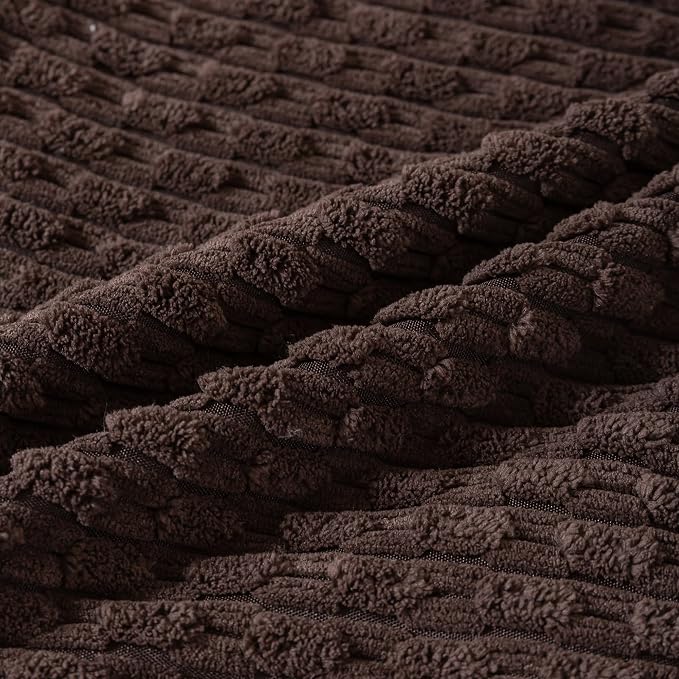Set of 4 Beige Brown Coffee Decorative Throw Pillow Covers 24x24 Inch Corduroy Pillow Covers for Bed Couch Sofa Living Room Soft Square Cushion Cases