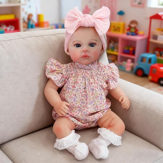 Realistic Reborn Baby Dolls-18 Inch Real Life Baby Dolls Girl Lifelike Baby Doll with Accessories for 3+ Years Old (Pink)