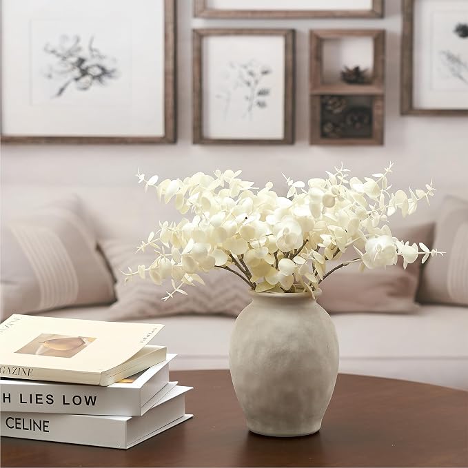 5.94" Ceramic Vase for Home Decor, Decorative Terracotta Farmhouse Rustic Vases for Living Room Kitchen Bedroom Bathroom Entryway Mantel Table, Pottery Vases for Pampas Grass Fresh Dried Flowers