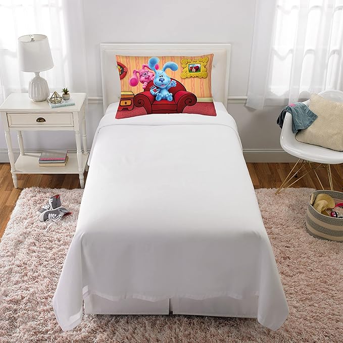 Franco Kids Bedding Super Soft Microfiber Reversible Pillowcase, 20 in x 30 in, Blues Clues
