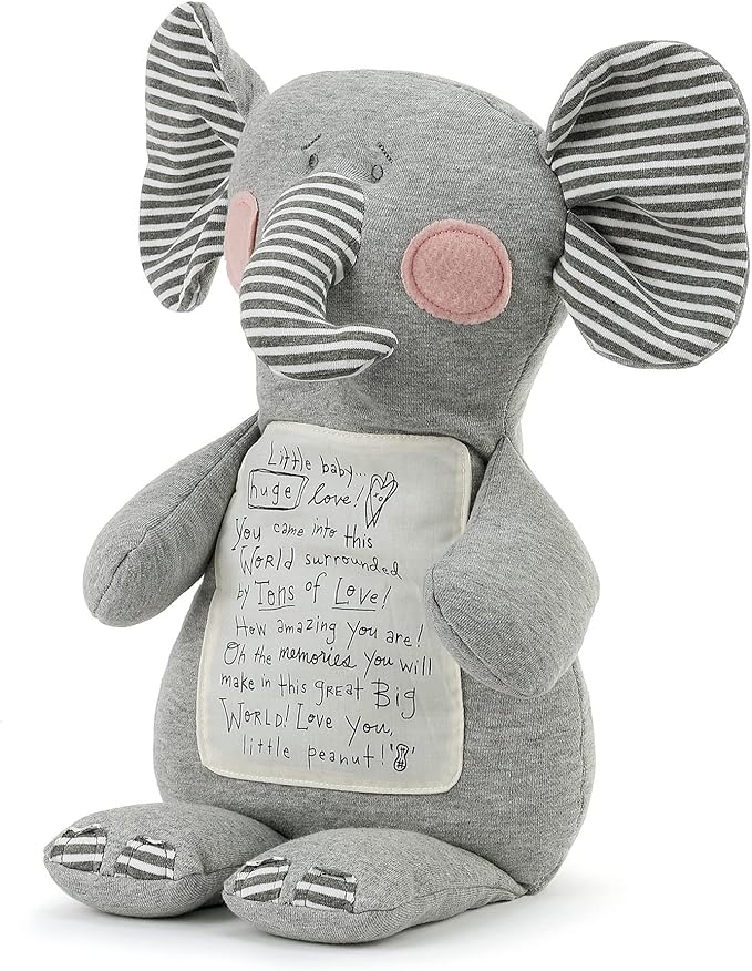 DEMDACO Tons of Love Elephant Grey Stripe 20 inch Polyester Plush Fabric Figure Toy