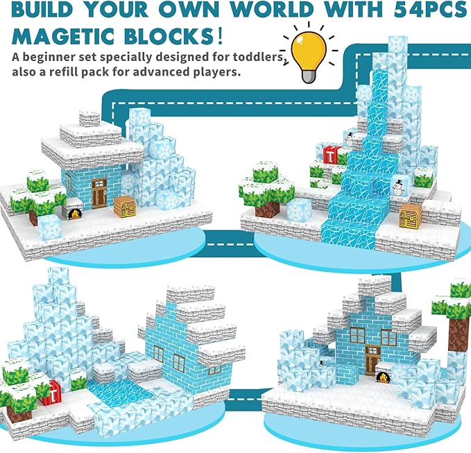 Magnetic Building Blocks for Kids, Toys for Boys & Girls Ages 3-5 6-8 8-12. STEM Learning, Montessori, Fidget, Sensory Cubes, Magnet Tiles Block Gifts for Toddler 3+ Year Old