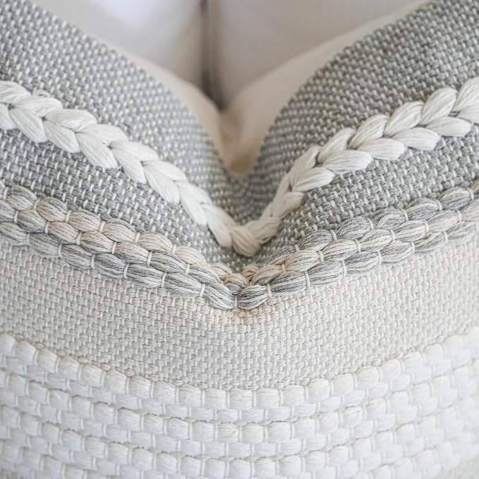 Decorative Lumbar Throw Pillow Cover 14x24 Boho Gray Accent Cushion for Couch Sofa Farmhouse Pillowcase for Bedroom Living Room Home Décor Cover ONLY
