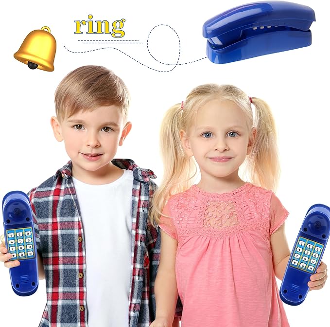 2 Pack Swingset Phone Toys Playground Swing Set Telephone Plastic Pretend Play Telephone with Numeric Key for Kids Outdoor Playground Treehouse Accessories (Blue)