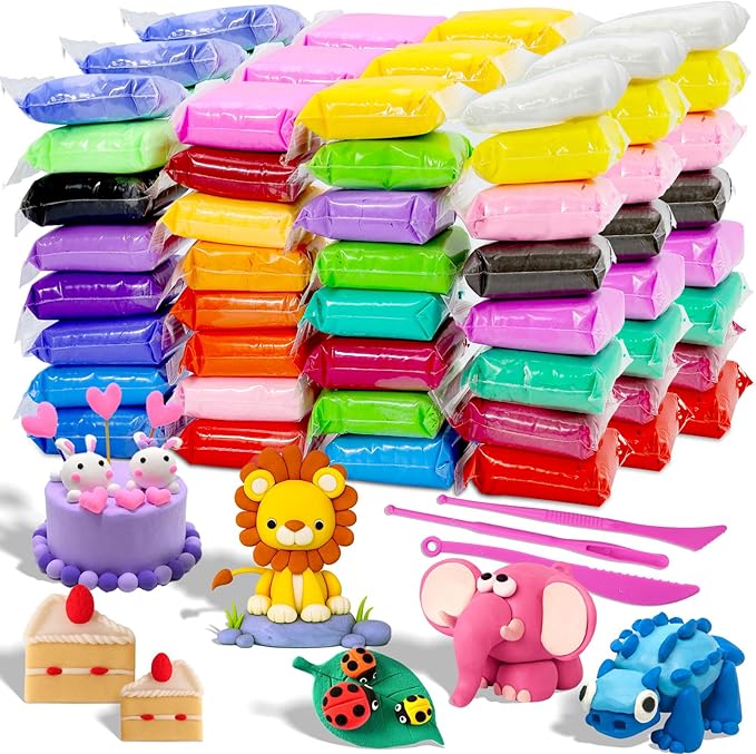 MuseLuxe Air Dry Clay - 96 Pack Modeling Clay Kit with 3 Sculpting Tools,Safe & Non-Toxic,DIY Magic Toys Gifts for Boys,Girls,Kids - 32 Colors