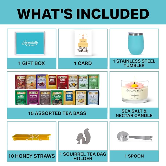 Birthday Gift Set with Stainless Tumbler, Teal
