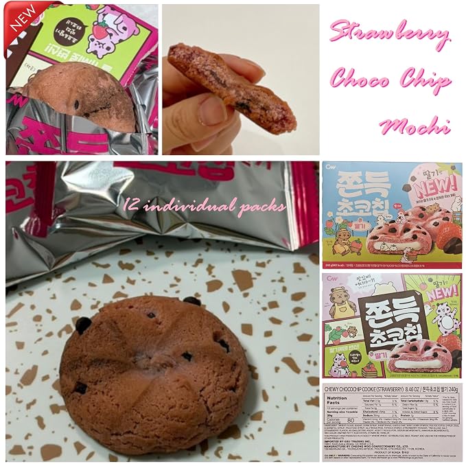Gong Jooo MaMa CW(Chung Woo) Korean Chewy Filled Rice Cake Cookie Variety Gift Box (Choco Strawberry)