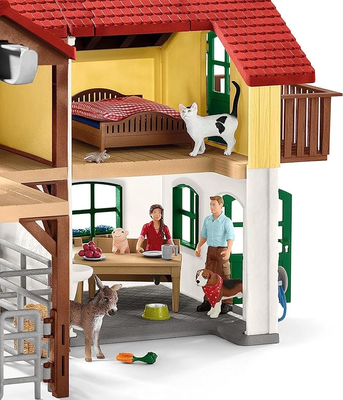 Schleich Farm World - 97 PC Toy Farm House Playset for Kids - Includes Farmhouse, 2 Farmer Figurines, Pets and Barnyard Animal Figures - Fun, Educational Toys for Boys and Girls Ages 3+ | 42407