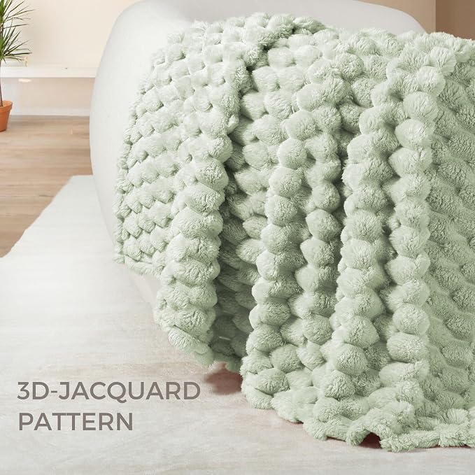 Whale Flotilla Soft Cozy 3D Fleece Throw Blanket for Couch Bed, Sage Green | Super Cozy Lightweight Plush Fluffy Throw, Luxury Decorative All‑Season Couch Cover Blanket for Sofa & Office Chair, 50"x60"