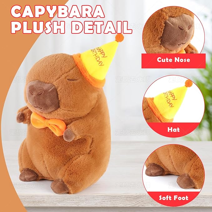 Cute Capybara Plush Toy 13.8 inch, Soft Capybara Stuffed Animal Plushies Pillow Birthday Gift for Kids