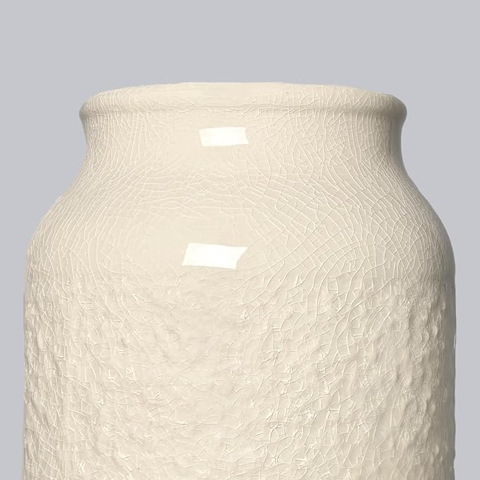 White Ceramic Vase for Flowers, 9 Inch Modern Decorative Vase for Home Decor, Centerpieces, Table, Living Room, Bathroom, Kitchen, Jarrones Decorativos para Sala