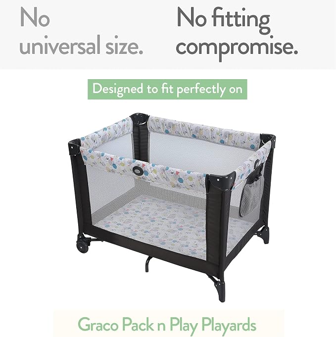 Pack and Play Sheets Fitted – Compatible with Graco Pack n Play Playard Crib and Other 27 x 39 Inch Playpen Mattress – Snuggly Soft 100% Jersey Cotton – Gray + Beige – 2 Pack