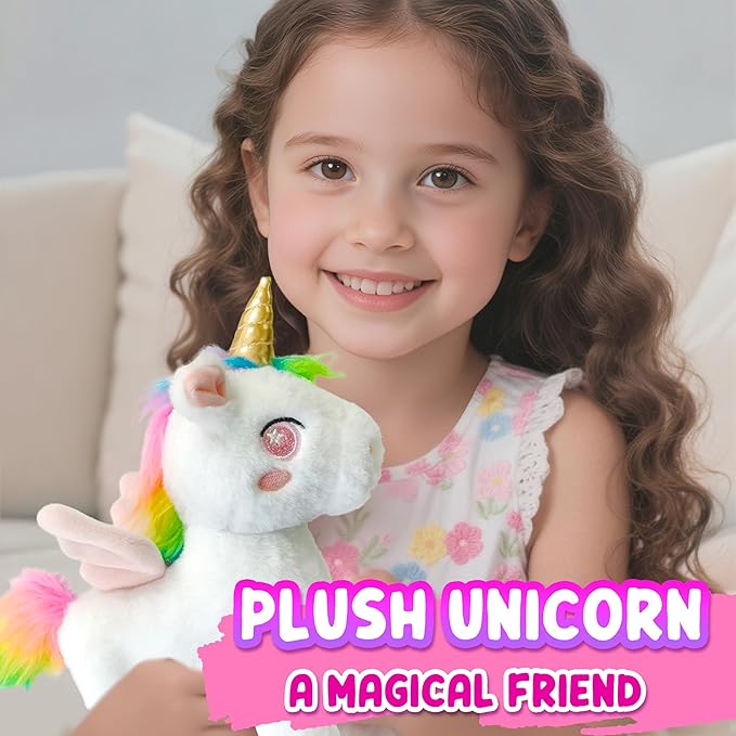 Unicorn Gifts for Girls with Stuffed Animals, Kids Unicorn Toys with Plush Pet & Diary & Water Bottle, Birthday Gifts for Girl Ages 3 4 5 6 7 8 Years Old.