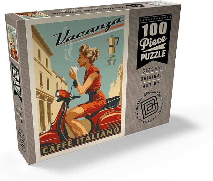 MyPuzzle Vacanza Italiana Coffee, Vintage Poster - Premium 100 Piece Jigsaw Puzzle for Adults