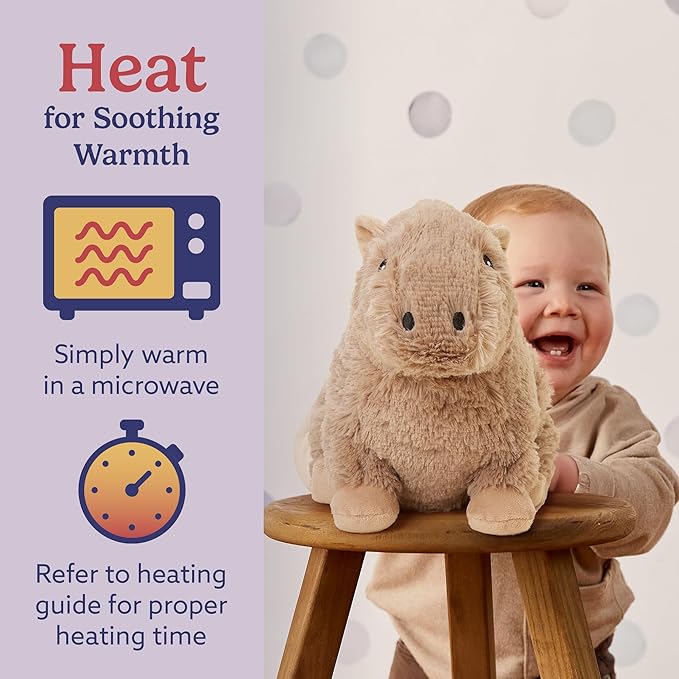 warmies Microwavable & Weighted Stuffed Animals, Capybara - Heated Stuffed Animal Plushie for Warmth & Comfort - Cute Soft Plush Toys for Adults & Children (Boys, Girls, Babies & Toddlers)