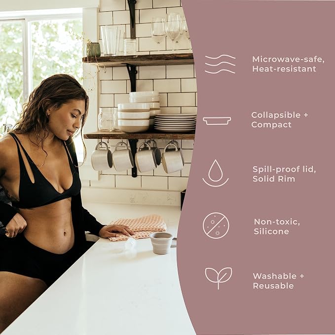 Public Restroom Menstrual Cup Sterilizer Cleaner, Microwave-safe, Collapsible for Travel, Camping - VOXAPOD Foldable Silicone Container to Wash, Boil, Sanitize Period Cups, Discs, Cleaning Case Holder