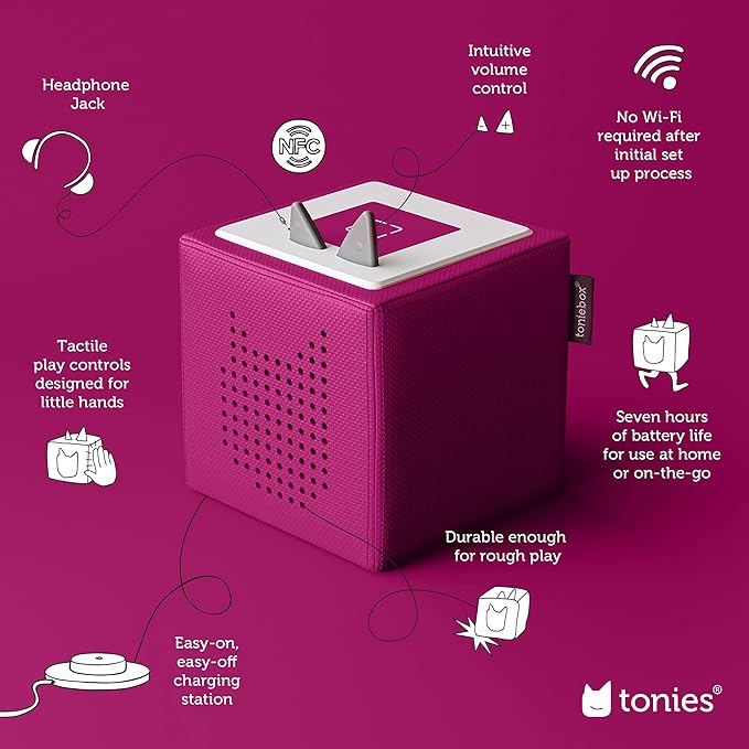 Toniebox 1 Audio Player Starter Set with Playtime Puppy - Listen, Learn, and Play with One Huggable Little Box - Purple