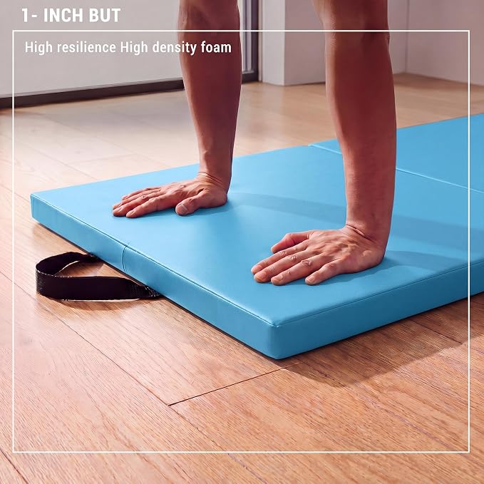 2 Pack Folding Gym Mat for Home Gym & Tumbling, 71''x 24'' High Density Exercise Mat with Carry Handles, Non Slip Gymnastics Mats for Teenages, Yoga, Stretching & Martial Arts