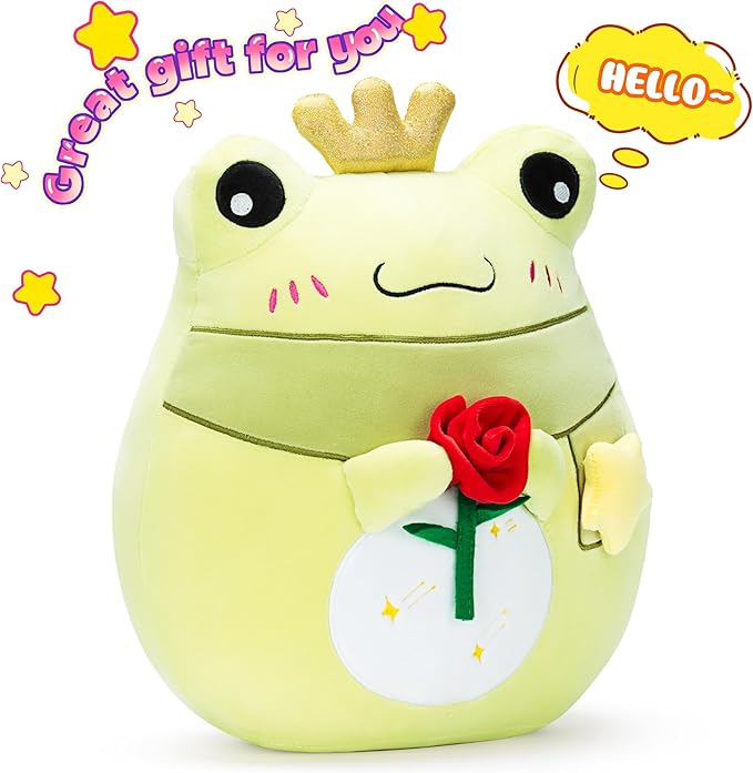 Original 13-inch Large Frog Plush Pillow Stuffed Animal Toy,Big Size Fat Kawaii Cute Soft Toys Hugging Pillows Cuddle Huggable Plushie,Gift for Girls